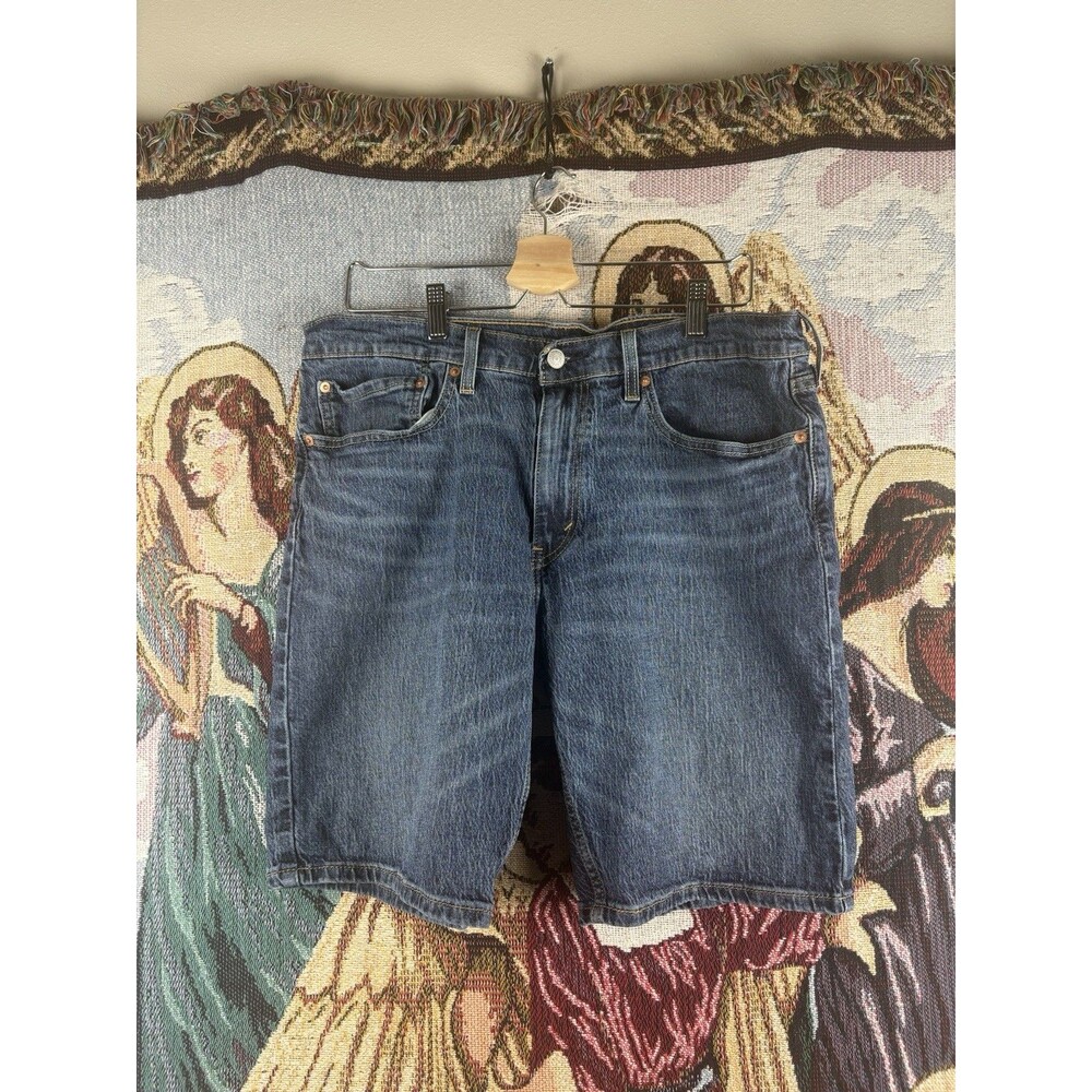 Levis Jean Shorts Mens 34 Blue Denim 405 Standard 10" Medium Wash Jorts